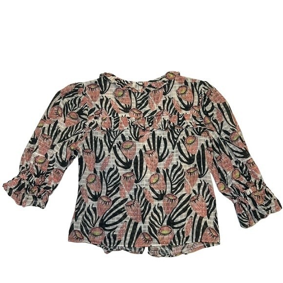 Temperley London Reef Blouse Ruffle Trim Victorian Stule Button Front Baby Top 2 - Picture 3 of 9